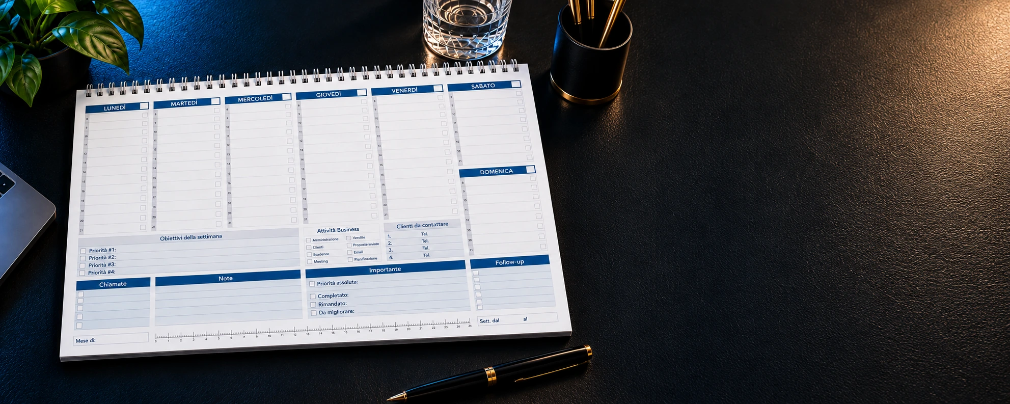 Planner Business — vista del planner sulla scrivania