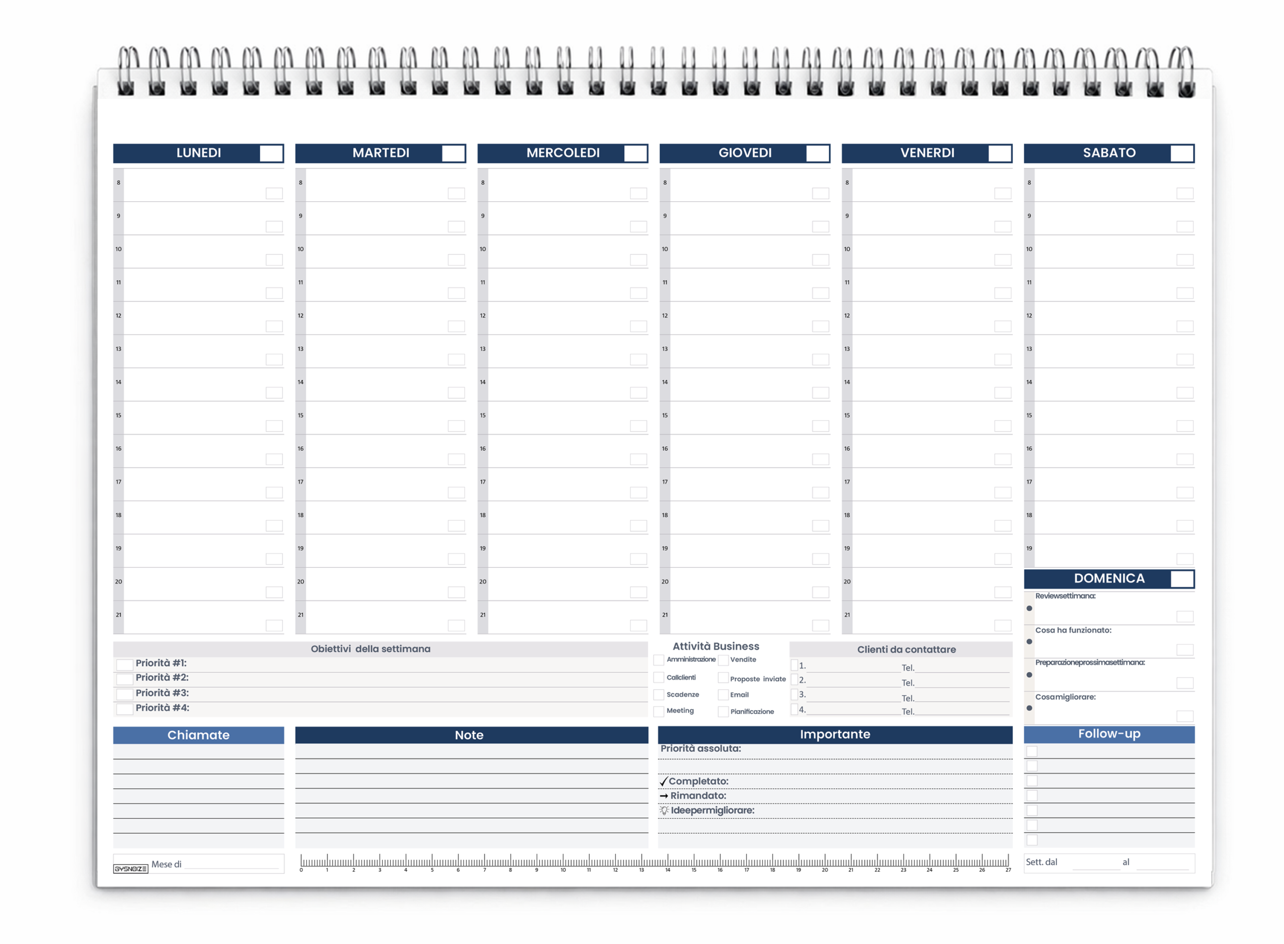 Planner settimanale Business